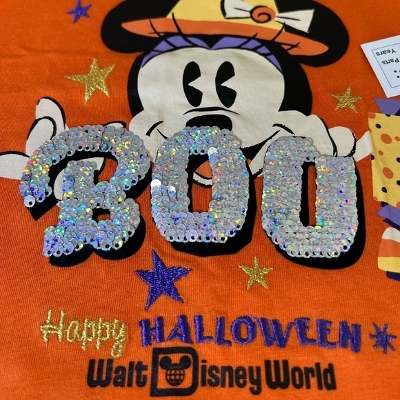 WDW Disney Parks Halloween Minnie Flip Sequin Girls Shirt NWT MNSSHP Size XS - Picture 3 of 12